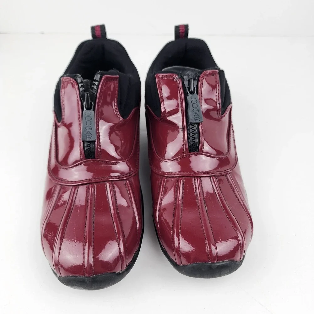 Cougar Howdoo Rain Patent‎ Leather Shoes Zip Up Womens 6M Red Waterproof Comfort